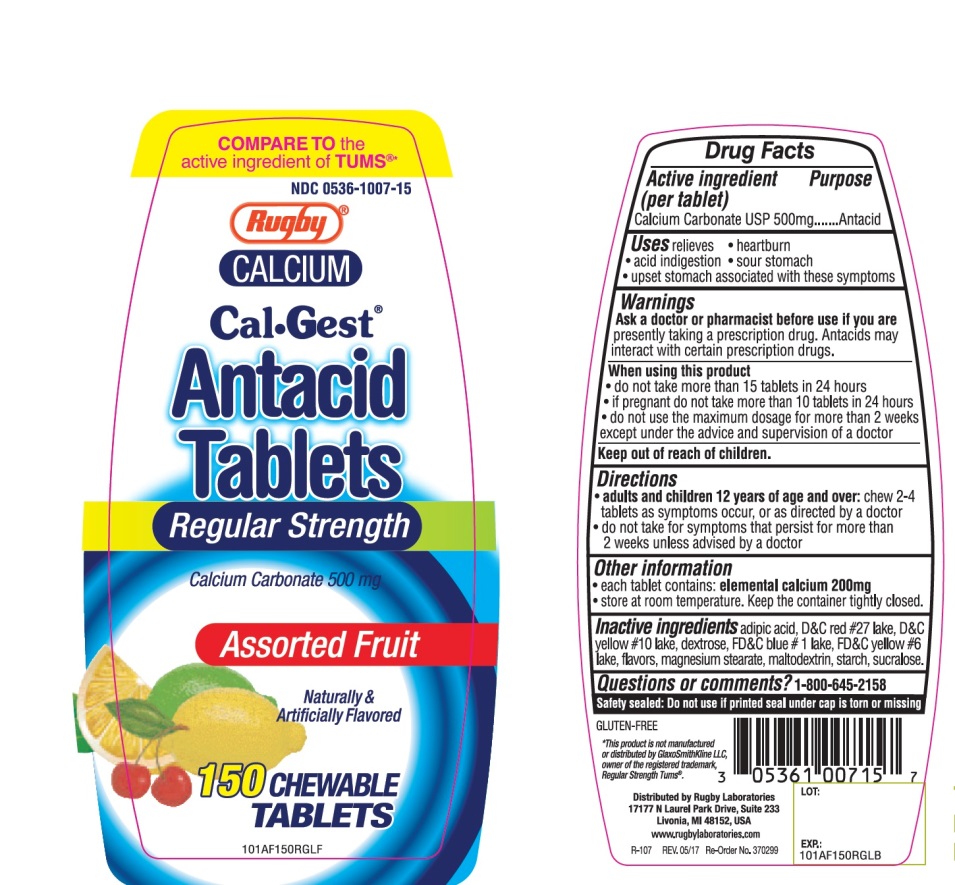 Pill image for Rugby Assorted Flavors Cal-gest Antacid 150 Chewable Tablets