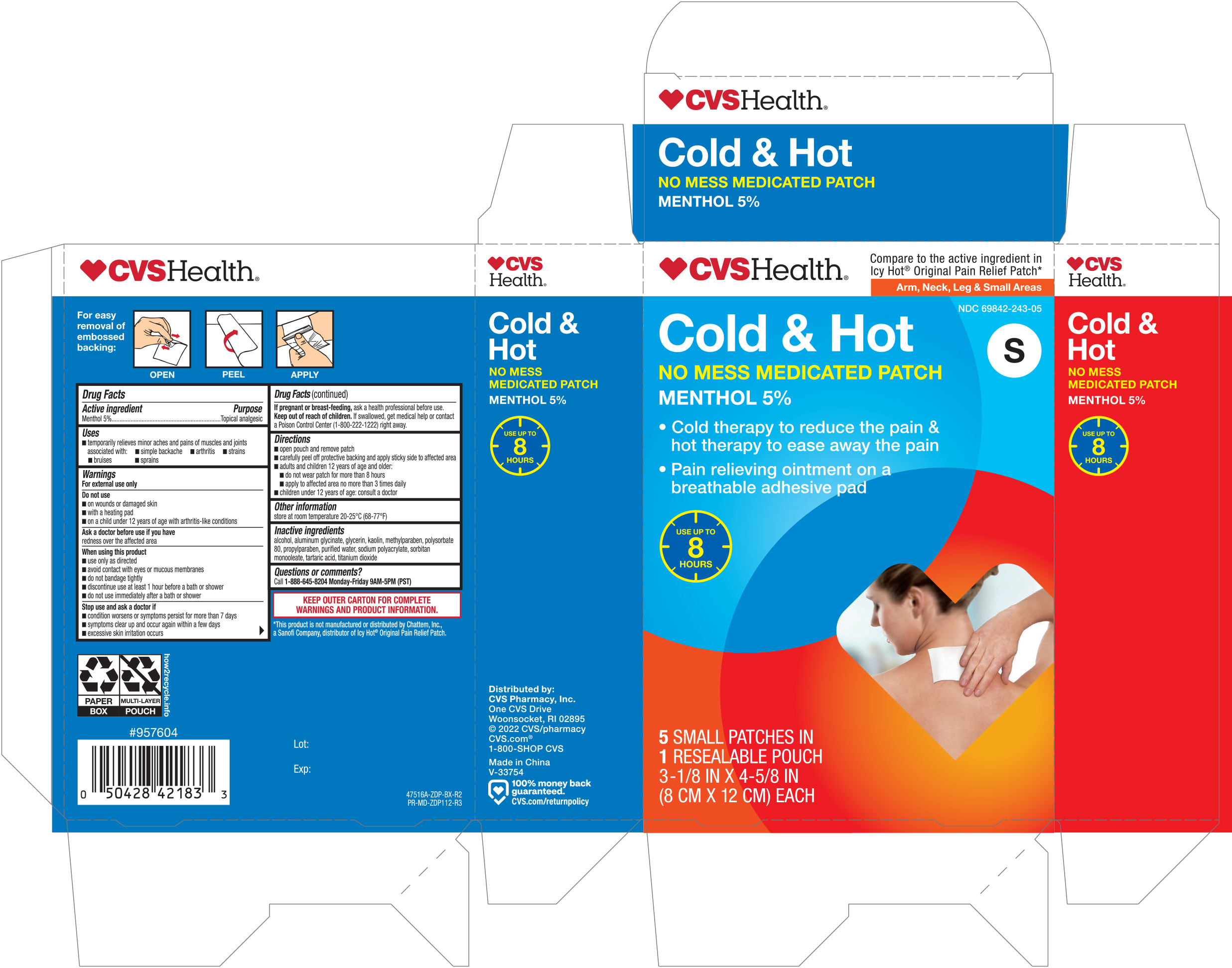 Pill image for Cvs Cold & Hot Medicated Patch Small, 5ct 47516a Zdp