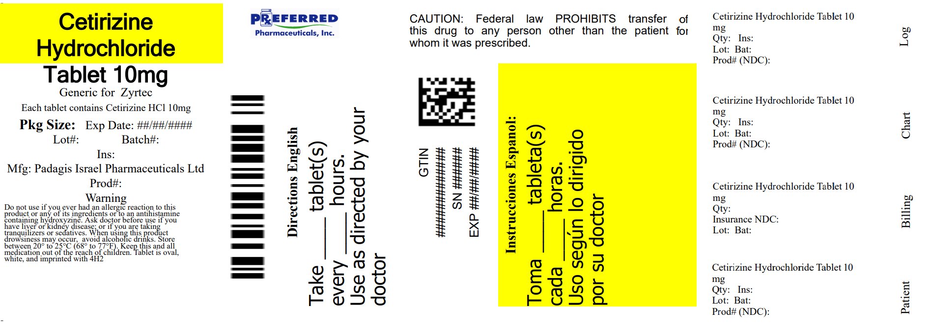 Pill image for Cetirizine Hydrochloride Tablets 10 Mg Drug Facts