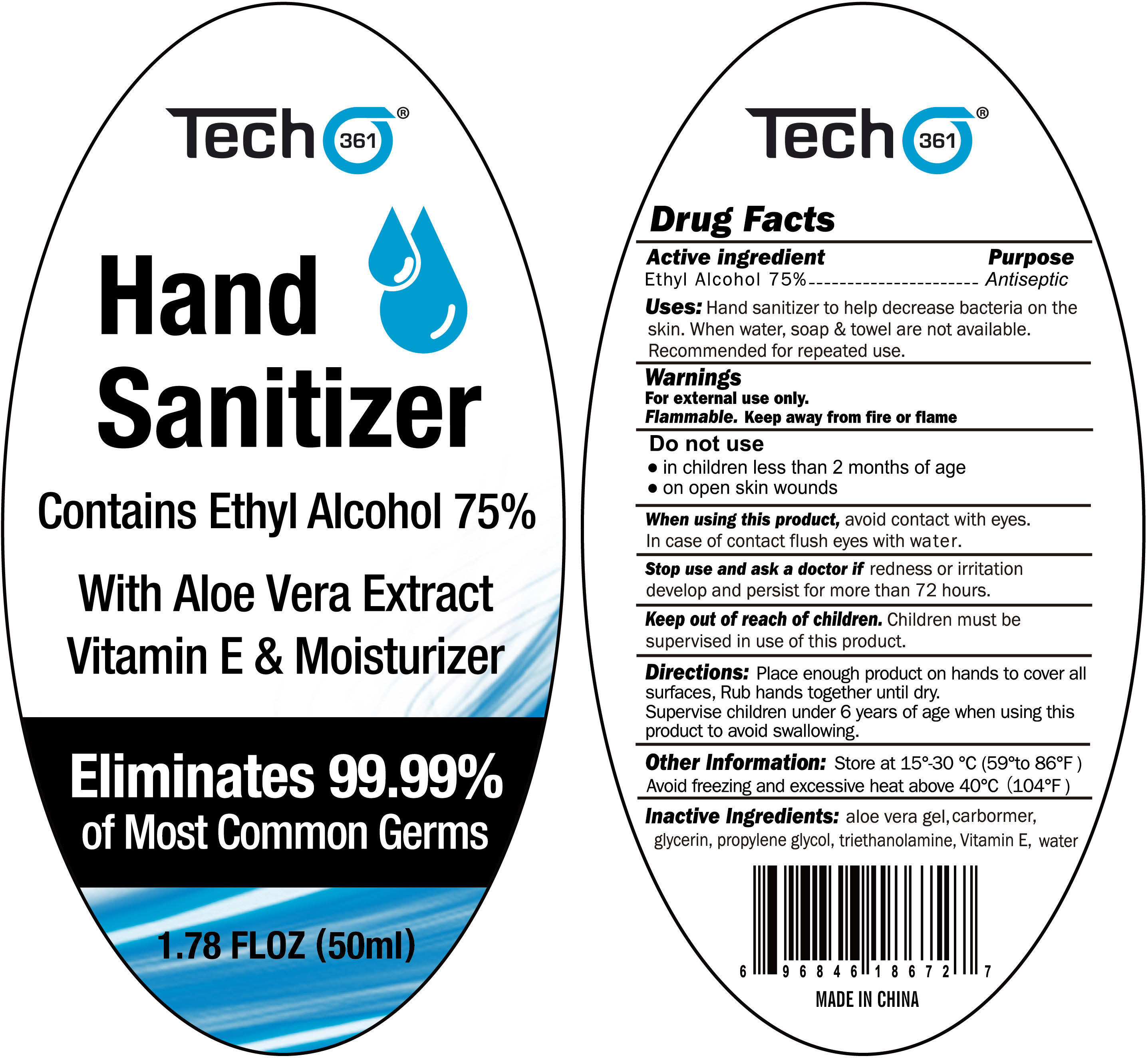 Pill image for Tech361 Hand Sanitizer With Aloe Vera And Vitamin E