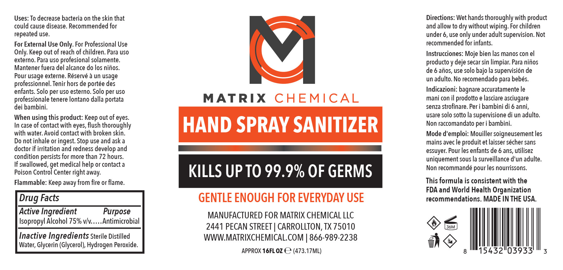 Pill image for hand sanitizer 16 oz spray