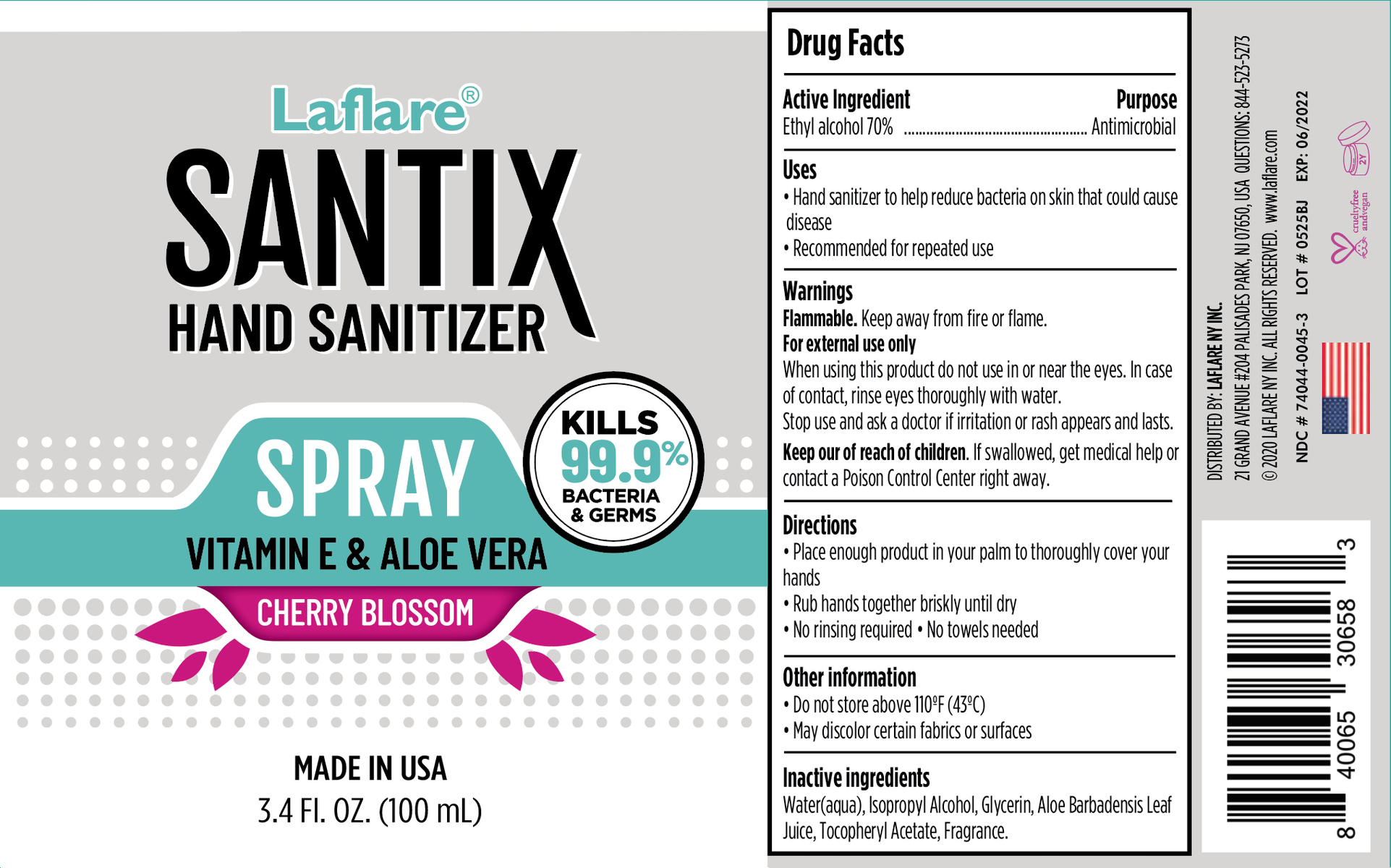 Pill image for Laflare Santix Spray Hand Sanitizer 100ml