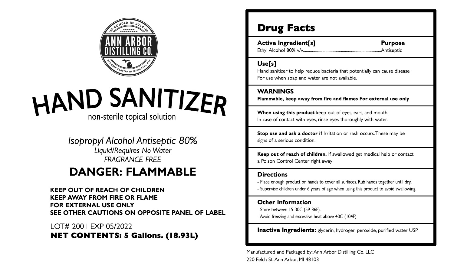 Pill image for Ann Arbor Distilling Co. Hand Sanitizer