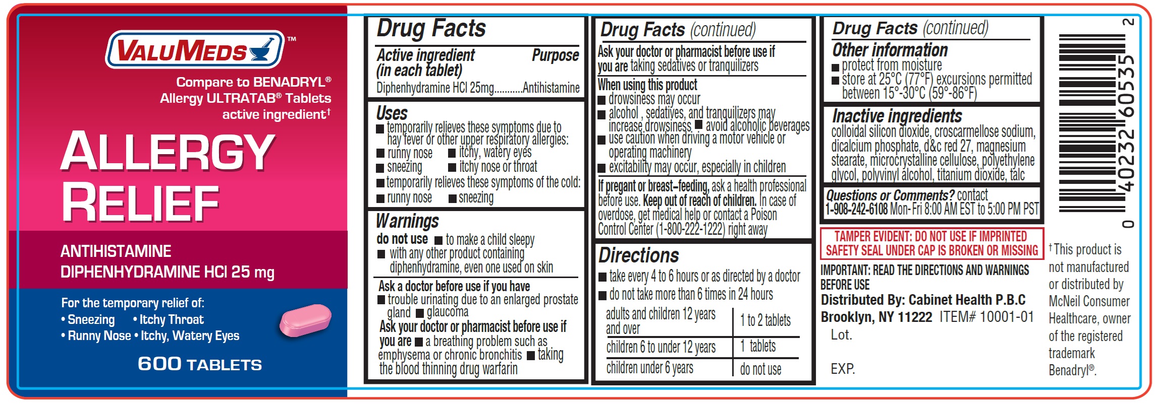 Pill image for Valumeds Allergy Relief Antihistamine Diphenhydramine Hcl