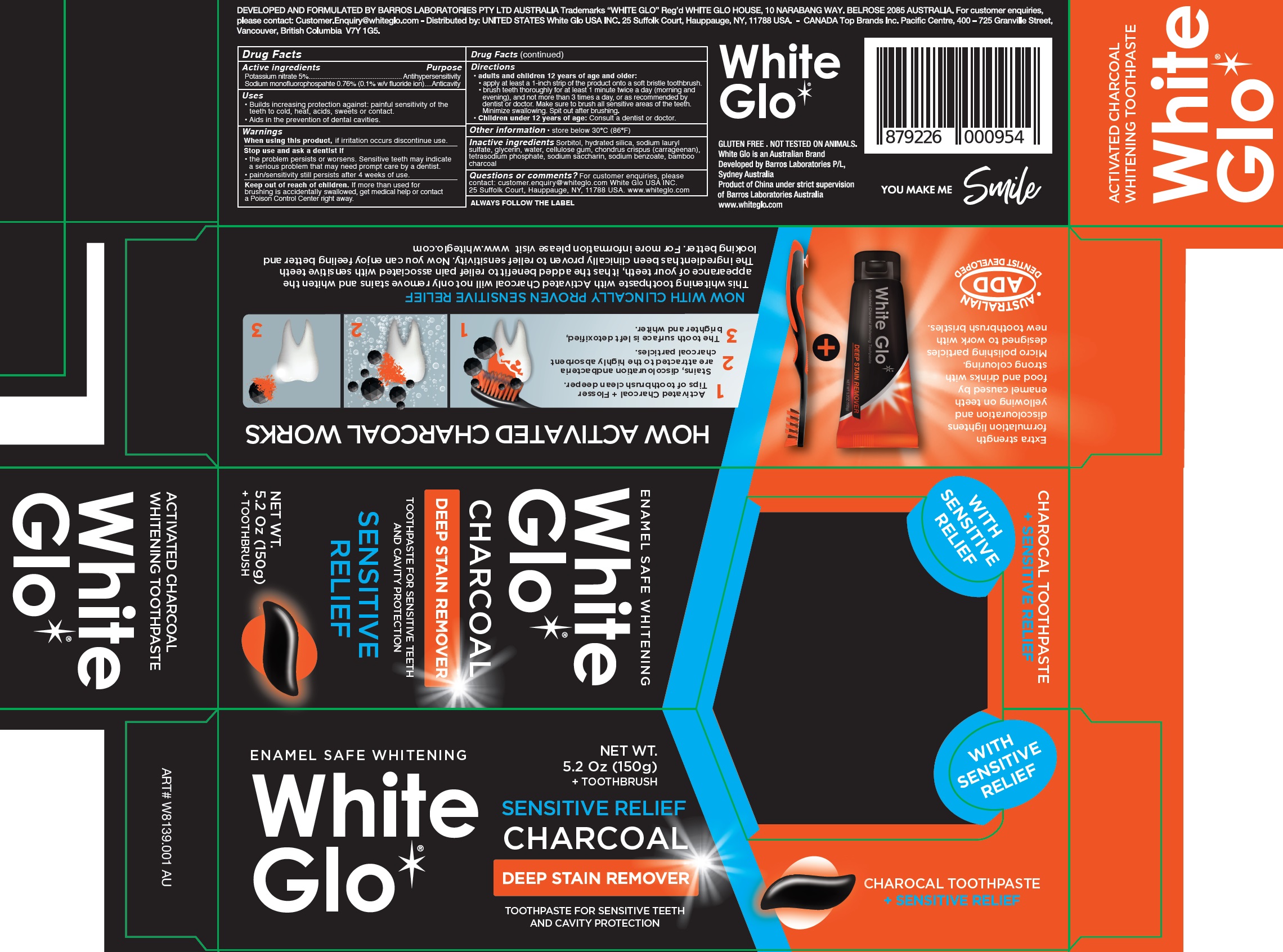 Pill image for White Glo Charcoal Sensitive Toothpaste Kit