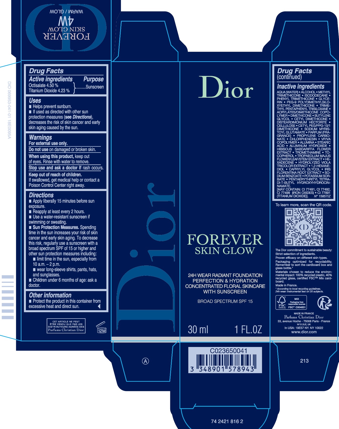 Pill image for forever skin glow 24h wear radiant foundation perfection & hydration concentrated floral skincare with sunscreen broad spectrum spf 15 4w