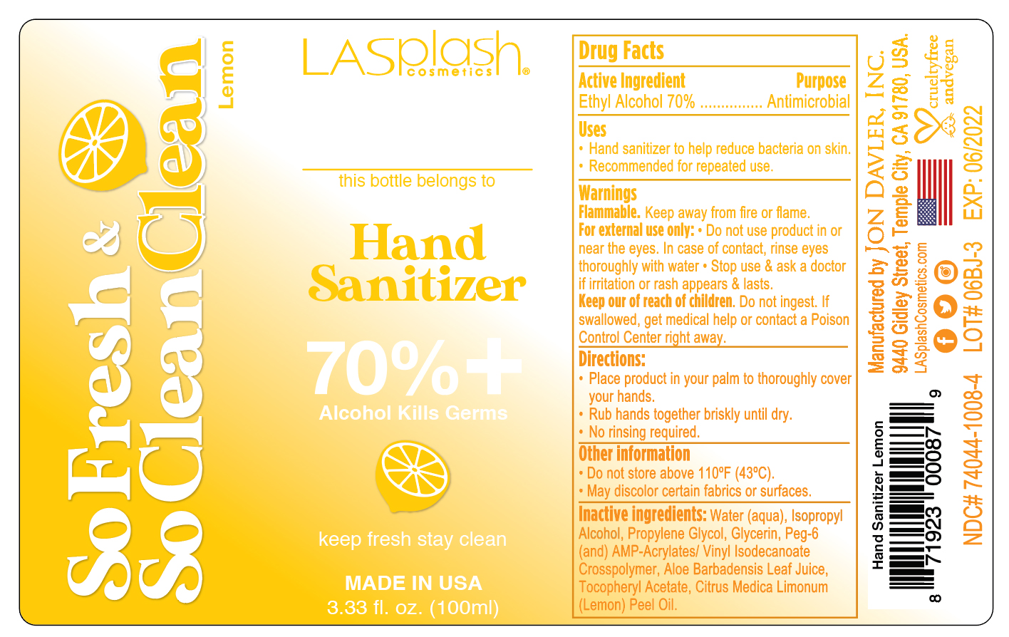 Pill image for Lasplash So Fresh Lemon Gel Hand Sanitizer