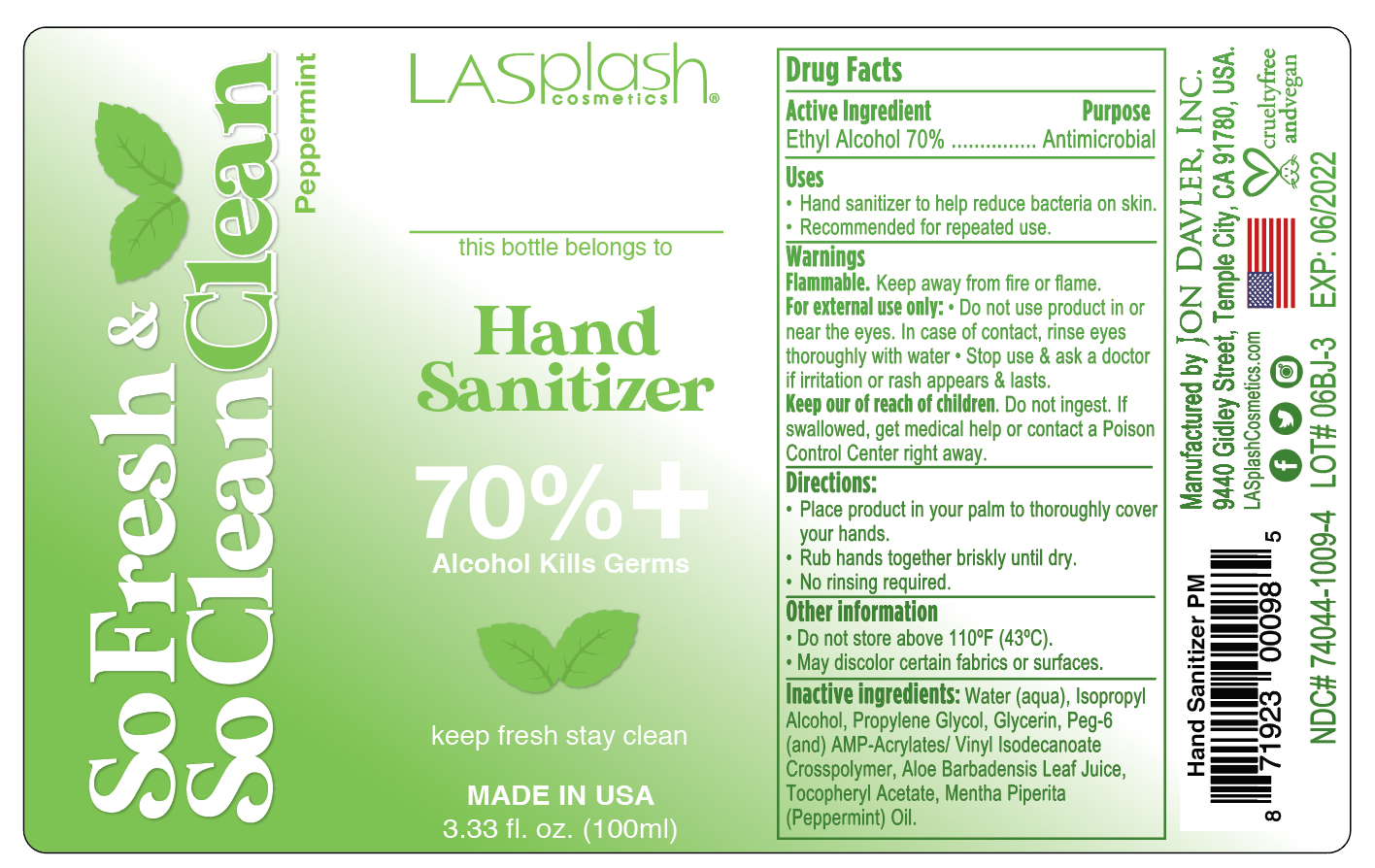 Pill image for Lasplash So Fresh Peppermint Gel Hand Sanitizer