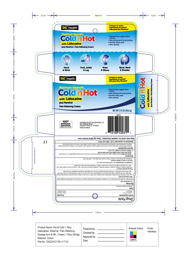 Pill image for Hot And Cold Pain Relieving Cream With Lidocaine- Dg Health