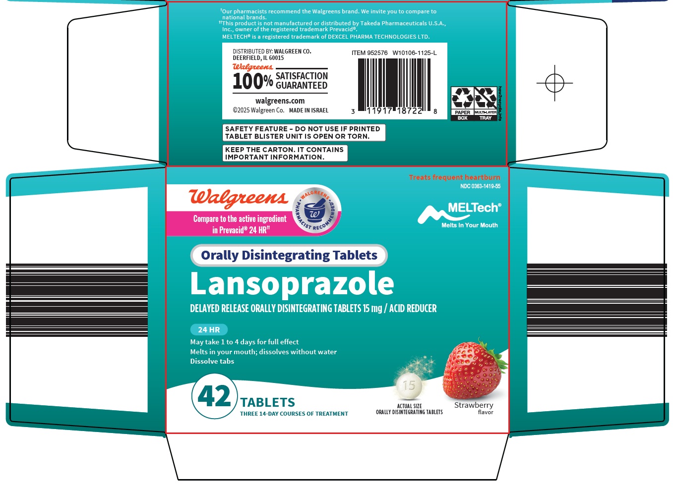 Pill image for Walgreen Co. Lansoprazole Drug Facts