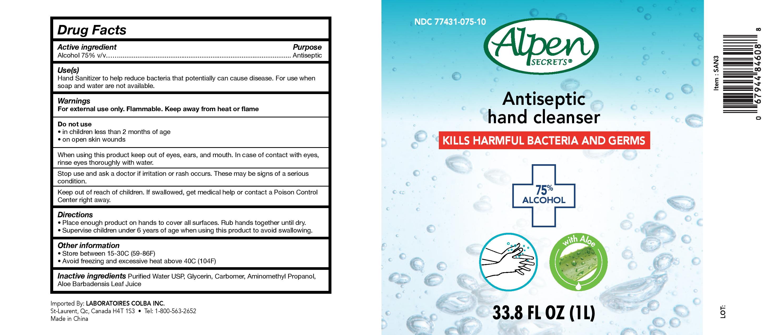 Pill image for alpen secrets antiseptic hand cleanser