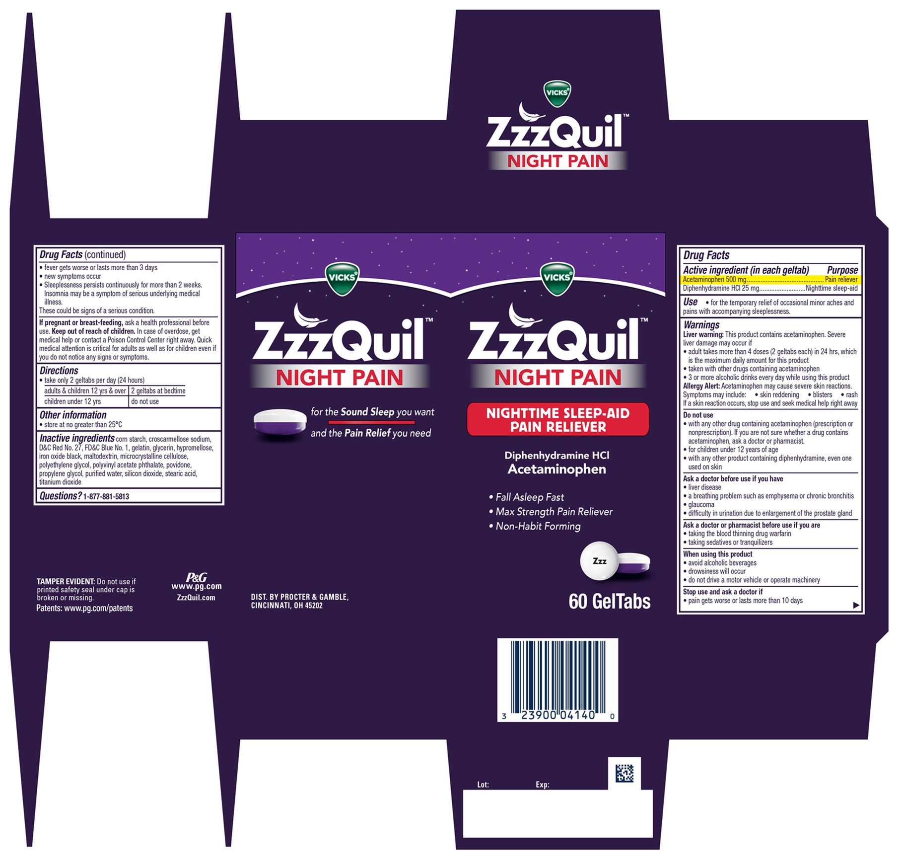 Pill image for vicks zzzquil night pain geltabs