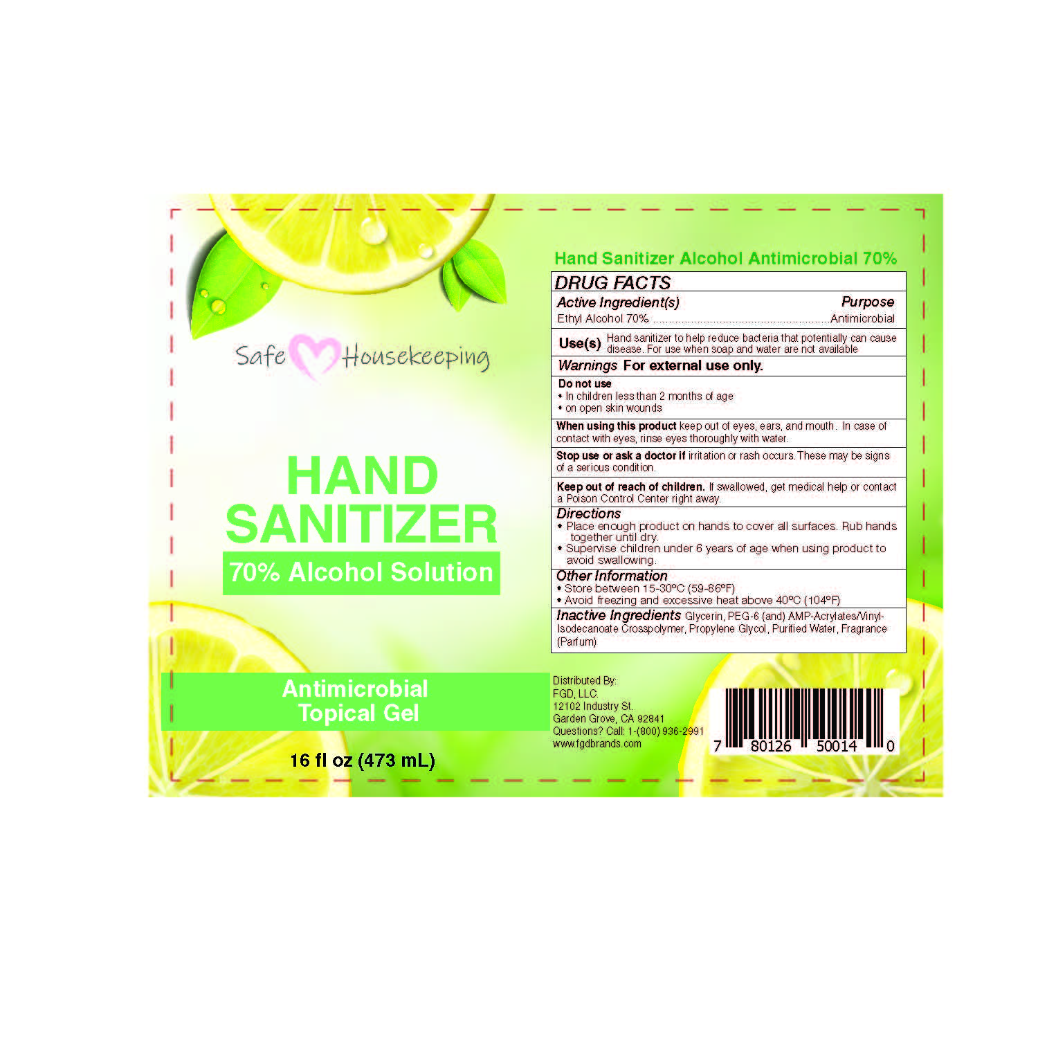 Pill image for Safe Housekeeping Hand Sanitizer 16 Oz Rapidgel