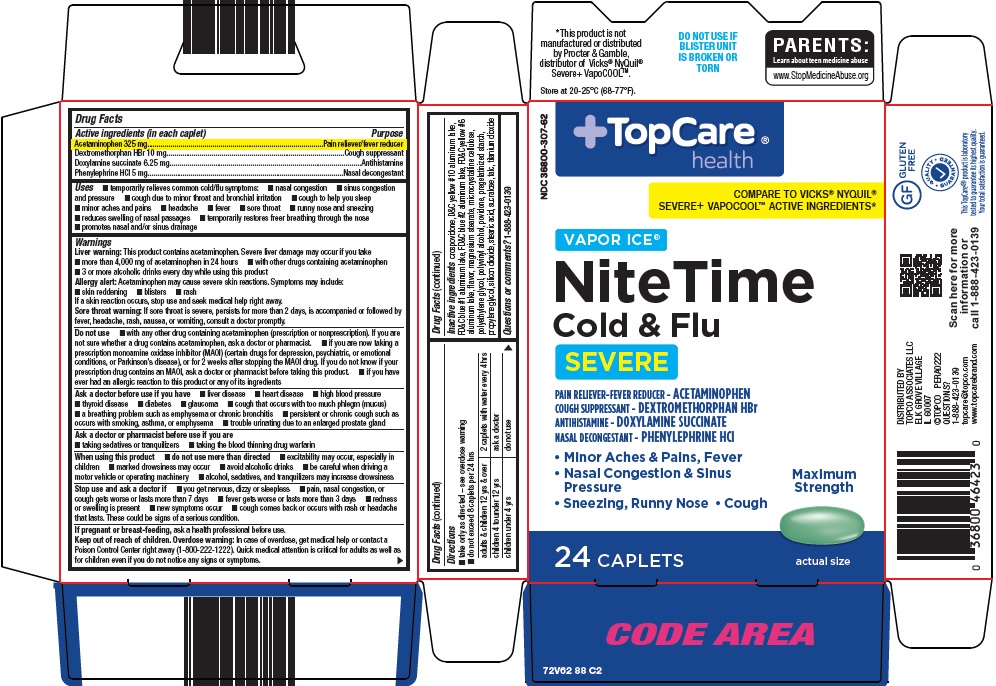 Pill image for Topco Associates Llc. Nite Time Cold & Flu Drug Facts