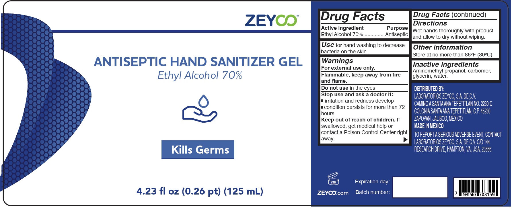 Pill image for Zeyco Antiseptic Hand Sanitizer Gel