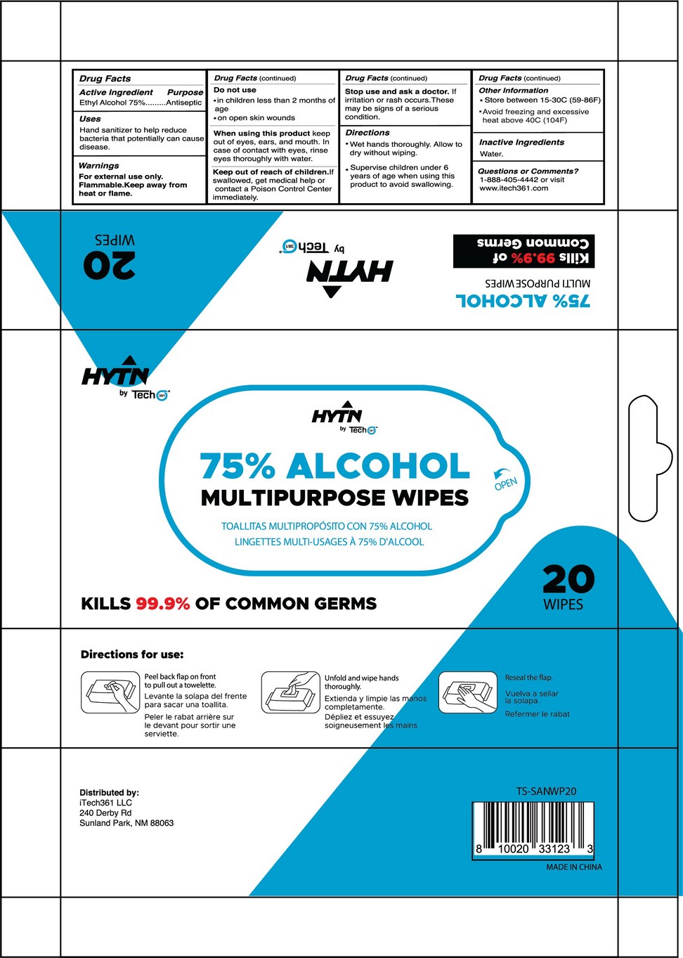 Pill image for tech361 hytn alcohol wipes 20
