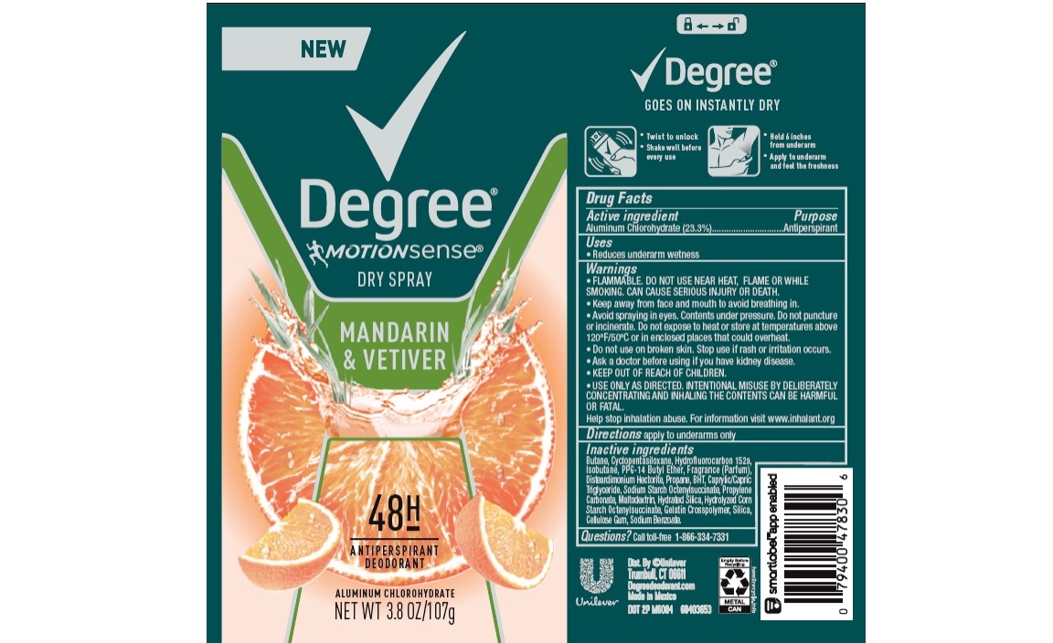 Pill image for Degree Motionsense Dry Spray Mandarin & Vetiver 48h Antiperspirant Deodorant