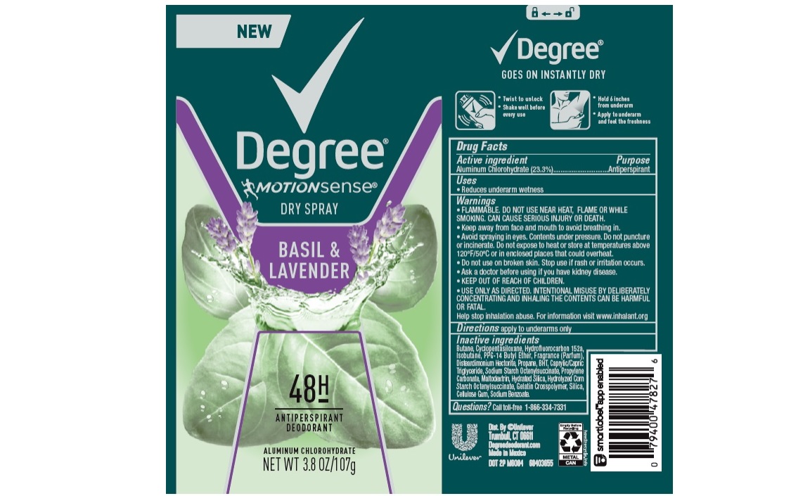 Pill image for Degree Motionsense Dry Spray Basil & Lavender 48h Antiperspirant Deodorant