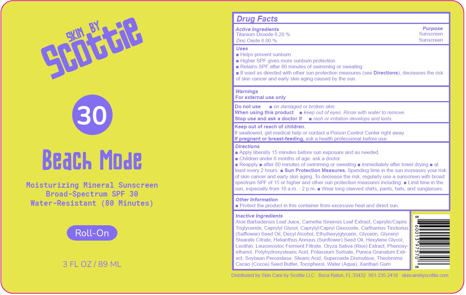 Pill image for skin by scottie beach mode mineral sunscreen roll-on spf 30
