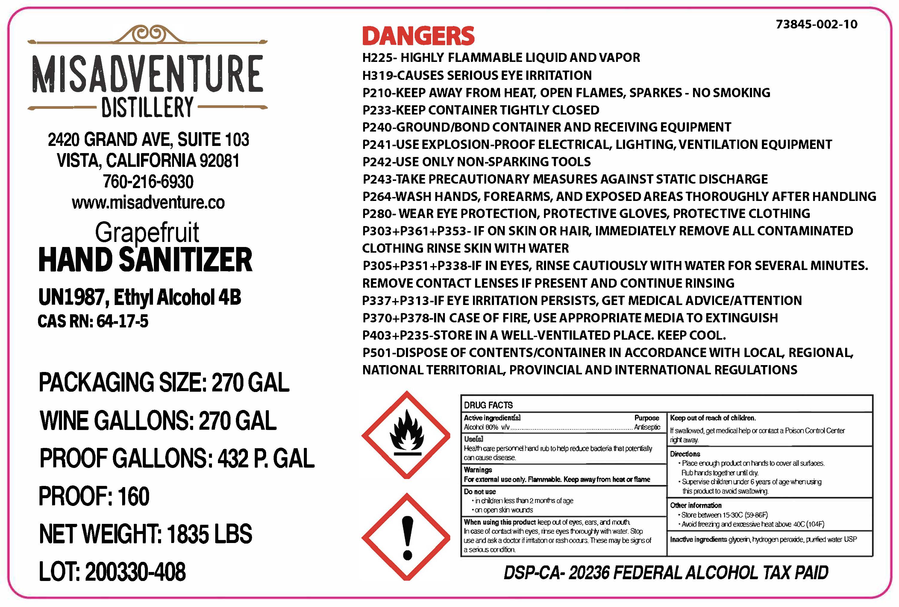 Pill image for Grapefruit Hand Sanitizer - 80% Ethyl Alcohol