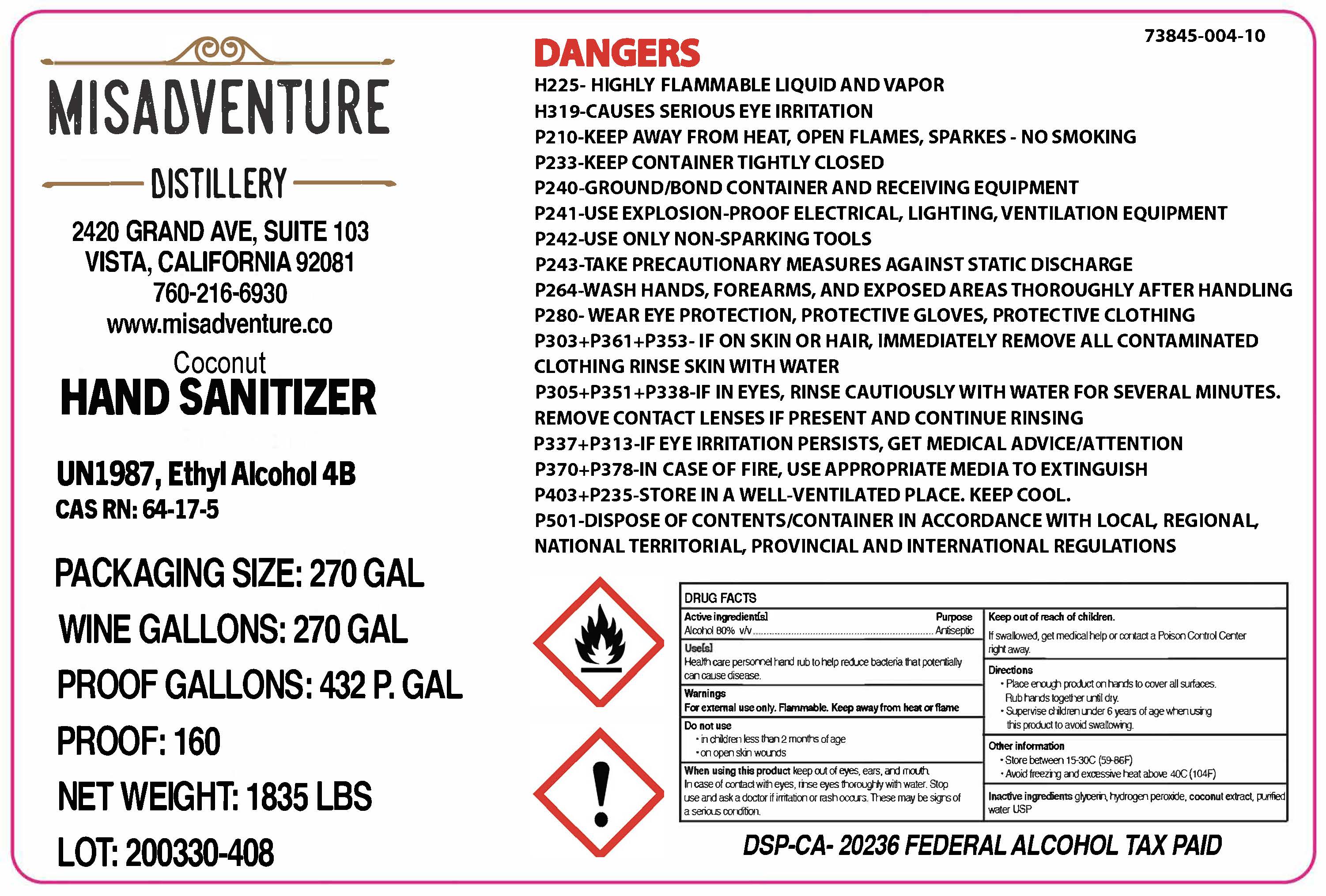 Pill image for Coconut Scented Hand Sanitizer - 80% Ethyl Alcohol