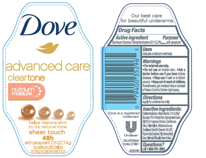 Pill image for dove advanced care sheer touch antiperspirant deodorant