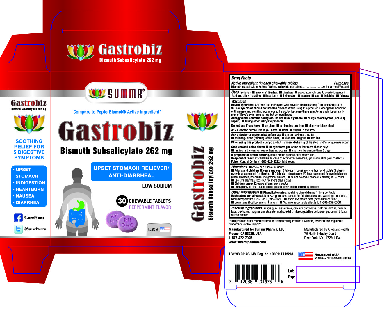 Pill image for Gastrobiz Bismuth Subsalicylate 262mg