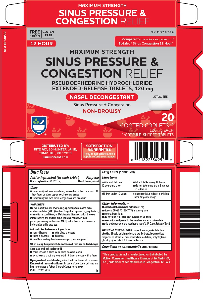 Pill image for Rite Aid Corporation Sinus Pressure & Congestion Relief Drug Facts