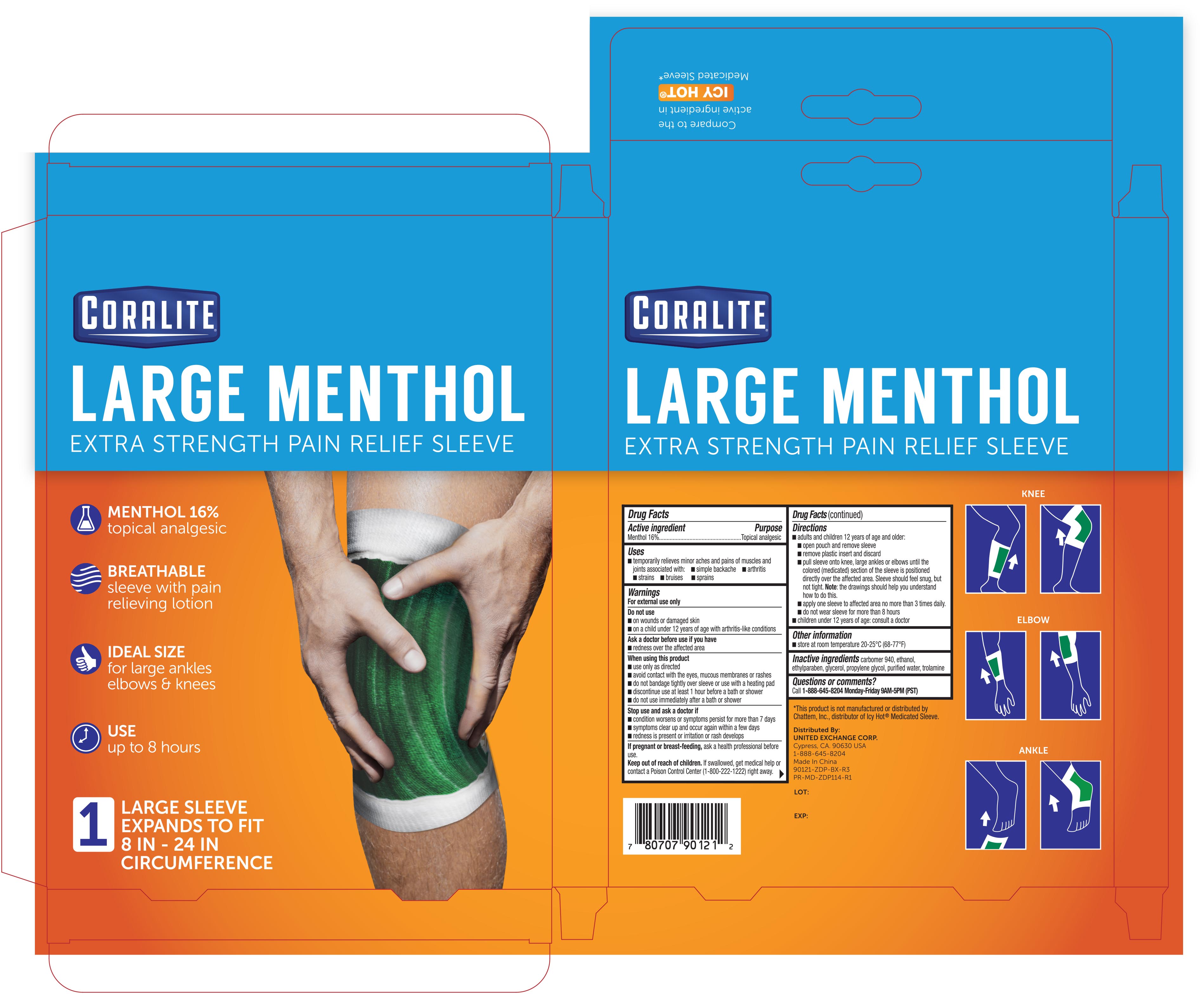 Pill image for Coralite Large Menthol Pain Relief Sleeve 1ct 90121 Zdp