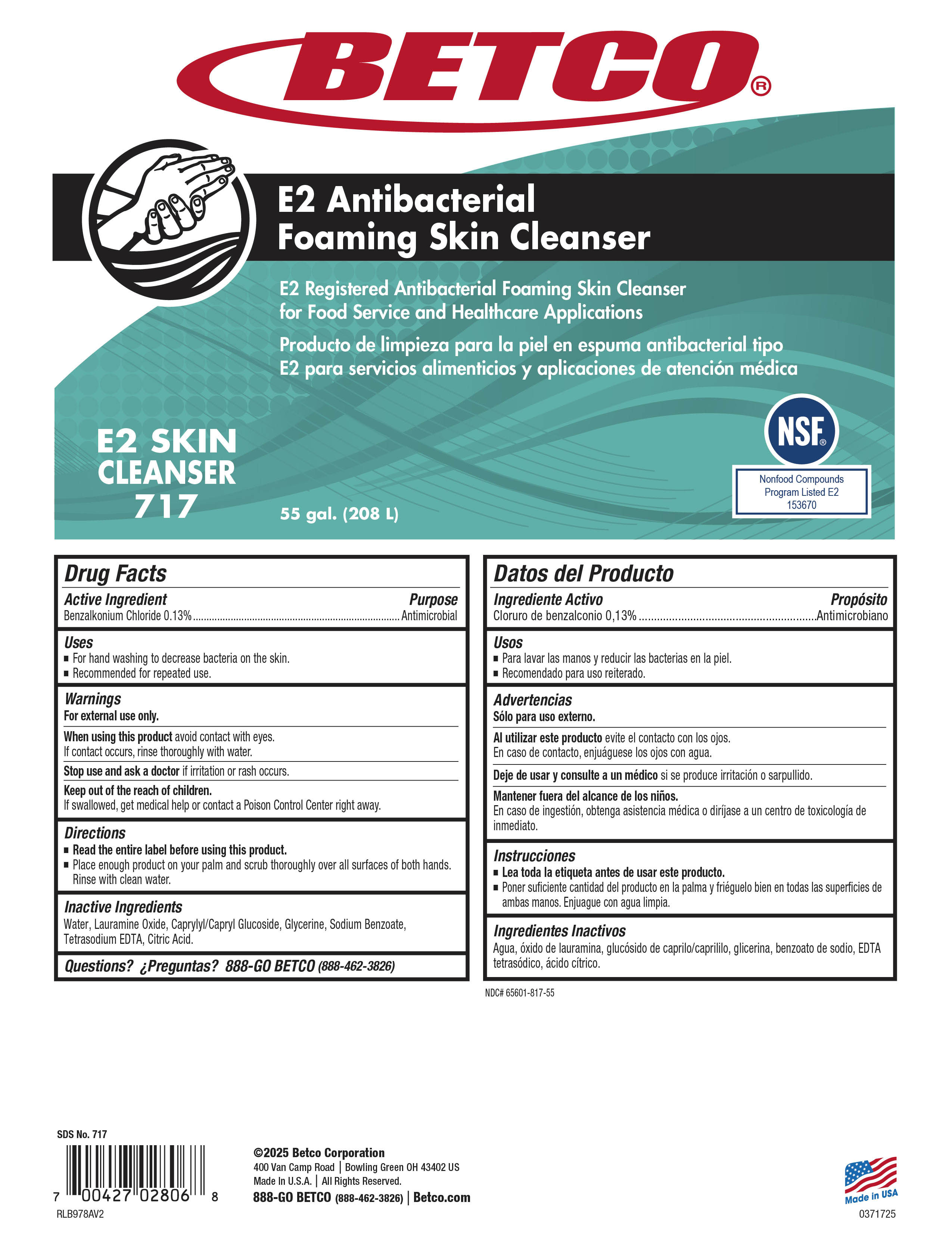 Pill image for E2 Antibacterial Foaming Skin Cleanser