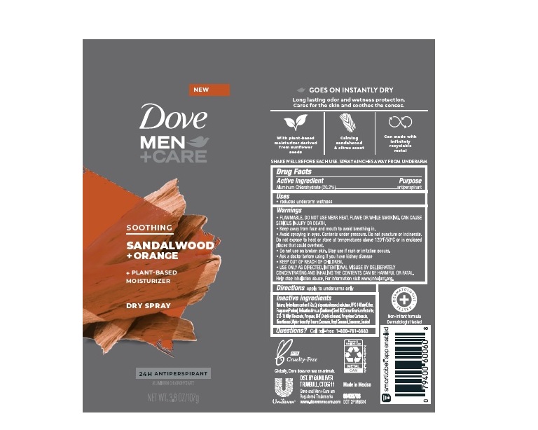 Pill image for Dove Men Plus Care Dry Spray Sandalwood + Orange 24h Antiperspirant