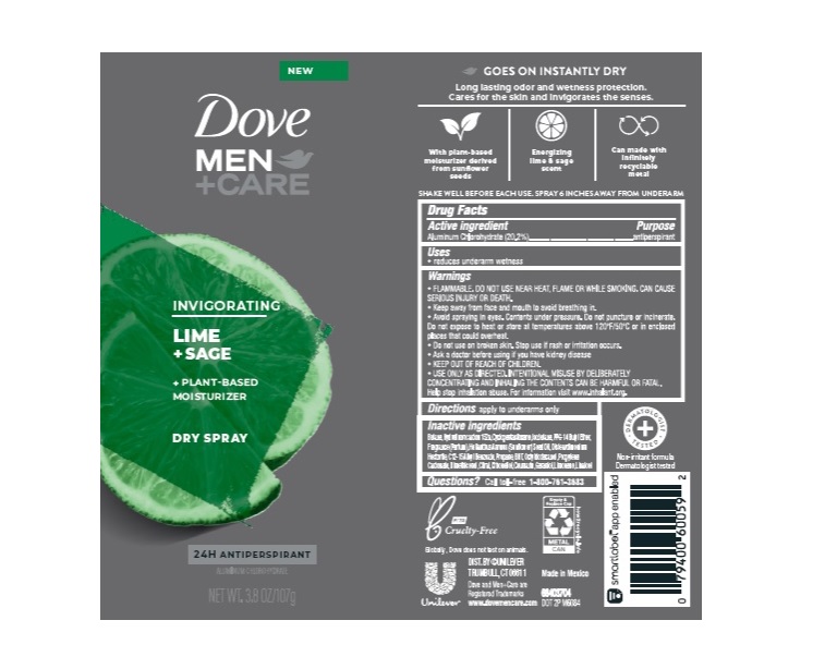 Pill image for Dove Men Plus Care Dry Spray Lime + Sage 24h Antiperspirant