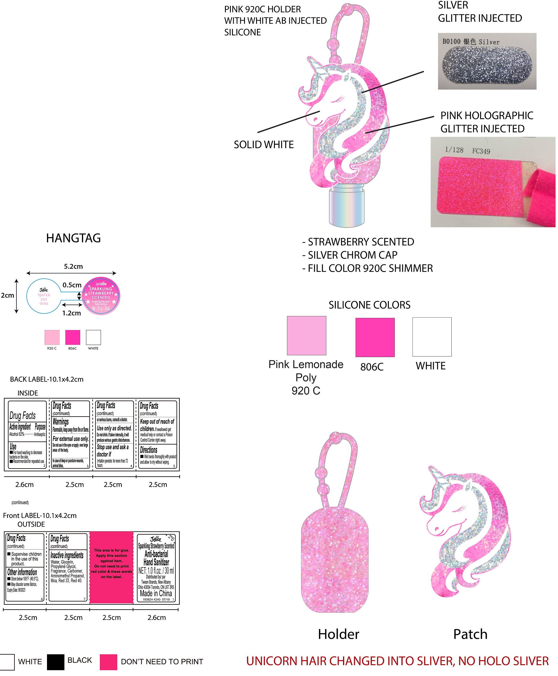 Pill image for justice sparkling strawberry scented anti-bacterial hand sanitizer