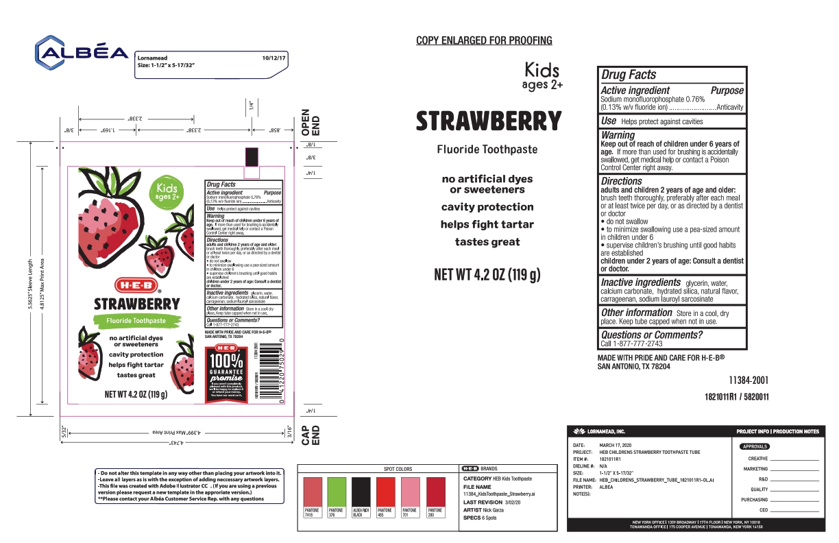 Pill image for 5820011 Heb Kid's Strawberry W/fluroide Tp (80-15276)