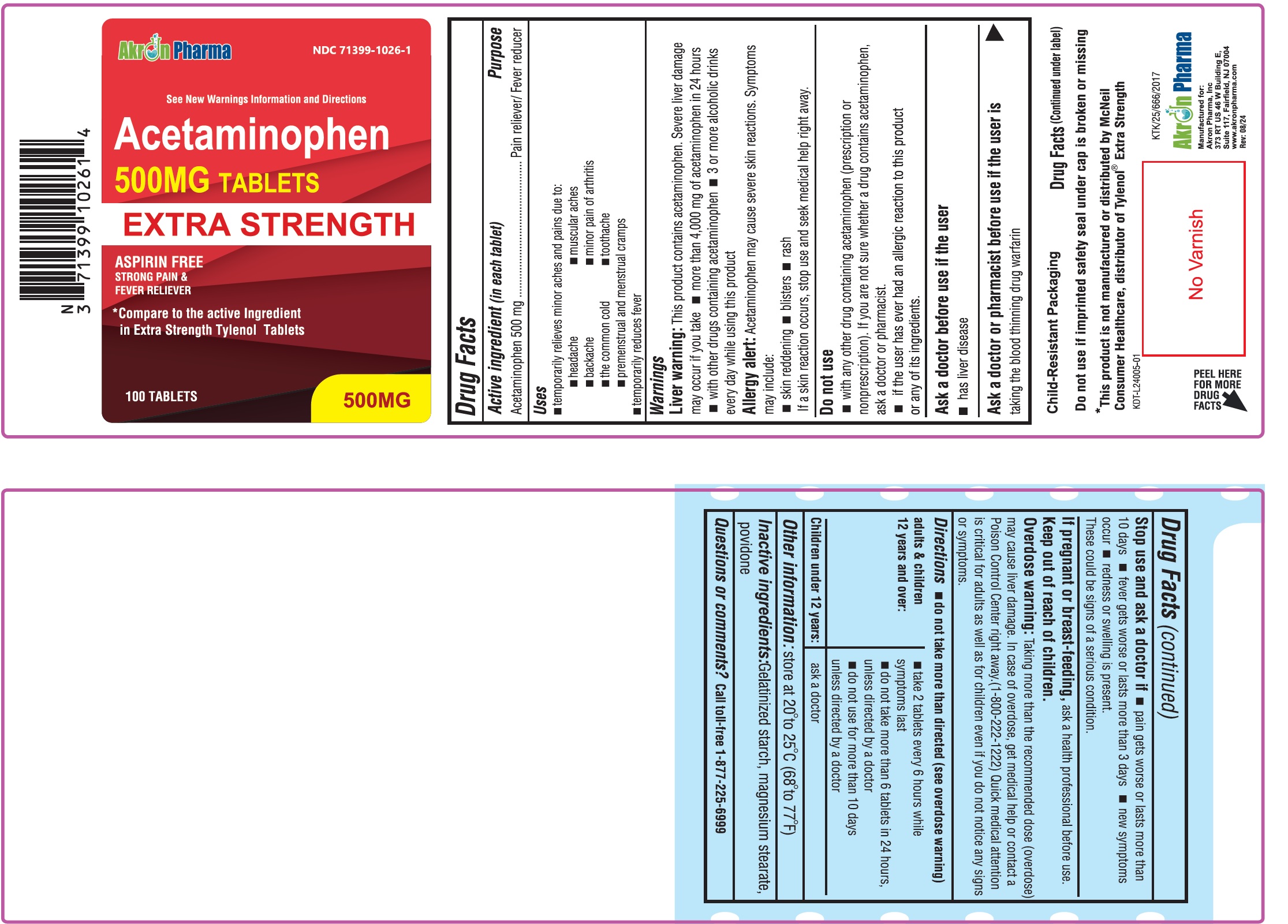 Pill image for Acetaminophen 500 Mg Tablets