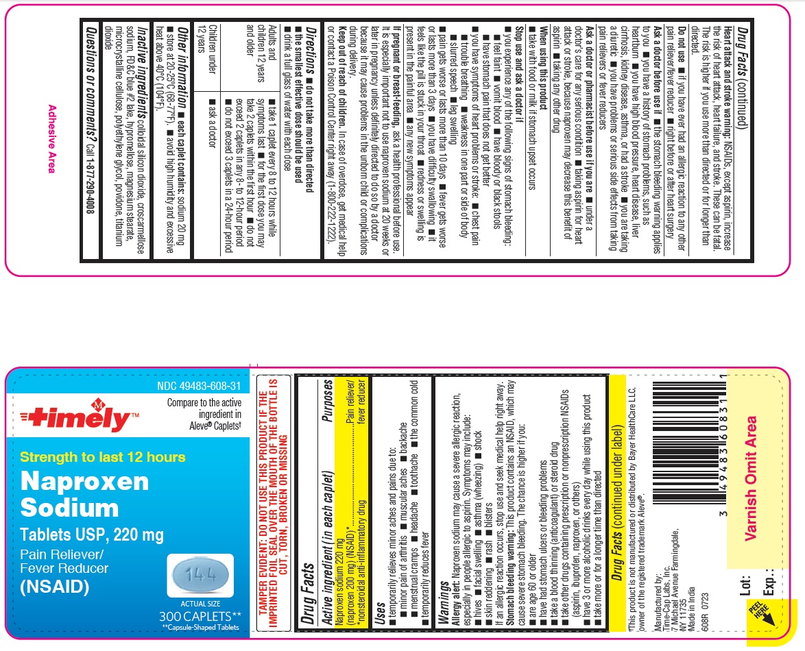 Pill image for 608r Timely 49483-608 Naproxen Sodium 220 Mg Tablets