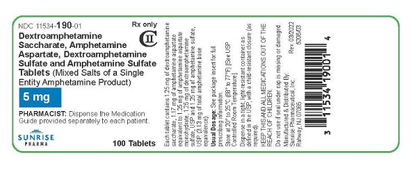 Pill image for Dextroamphetamine Saccharate, Amphetamine Aspartate, Dextroamphetamine Sulfate And Amphetamine Sulfate Tablets (mixed Salts Of A Single Amphetamine Product) Cii