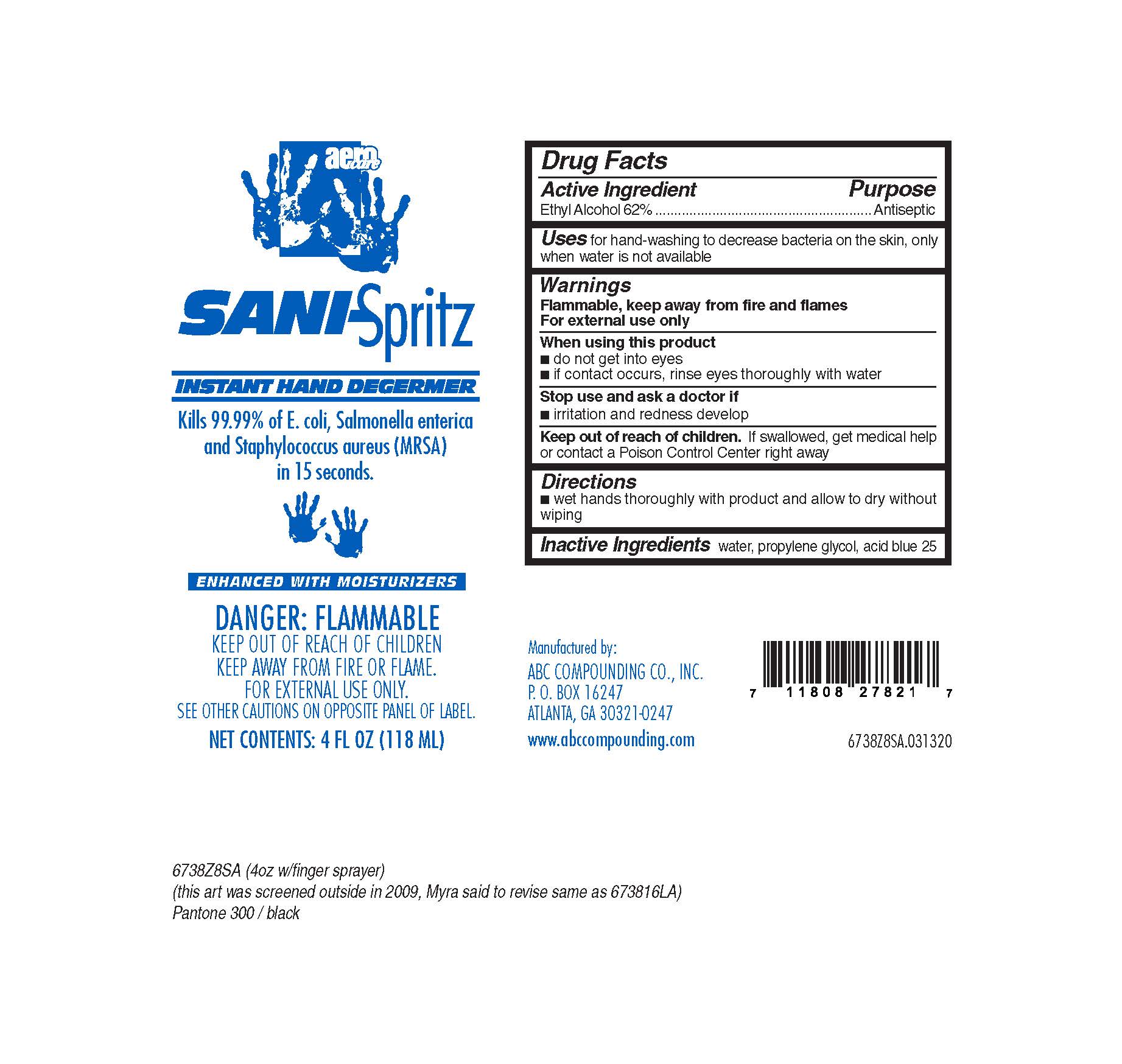 Pill image for Sani-spritz 6738 Drug Facts And Label