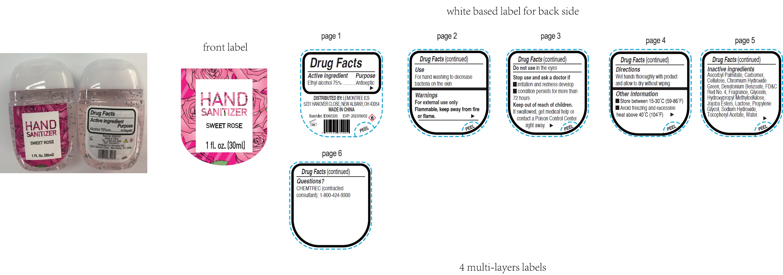 Pill image for hand sanitizer, sweet rose