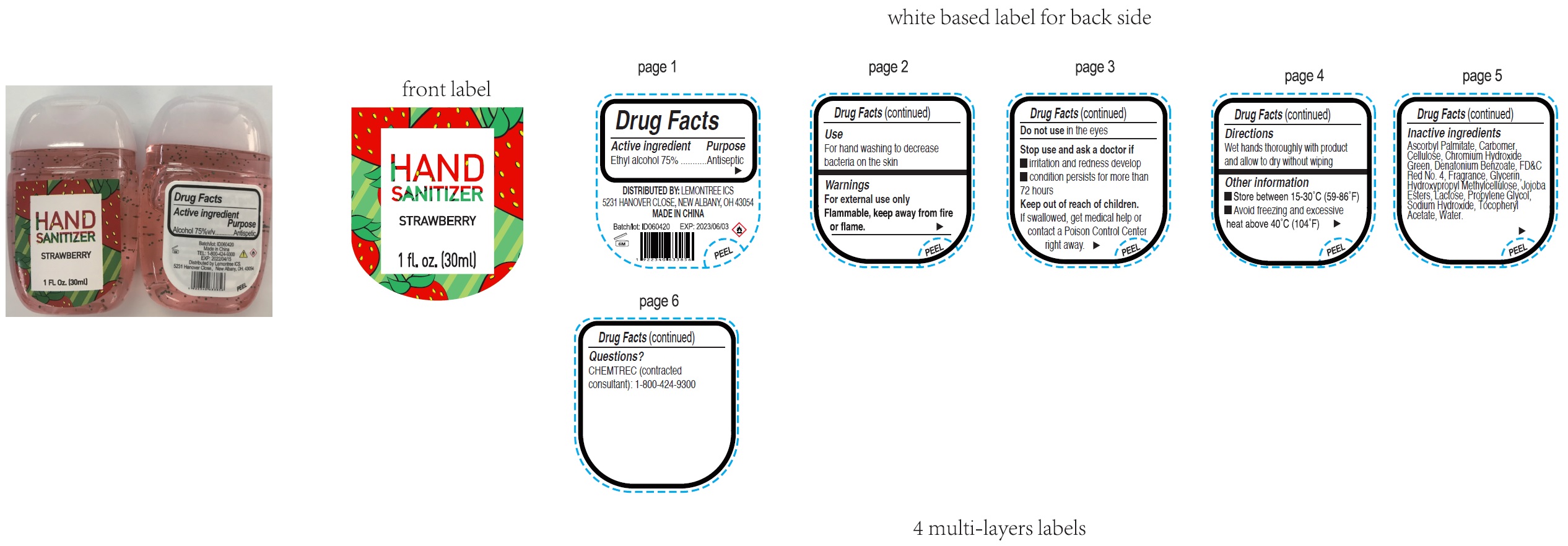 Pill image for hand sanitizer, strawberry