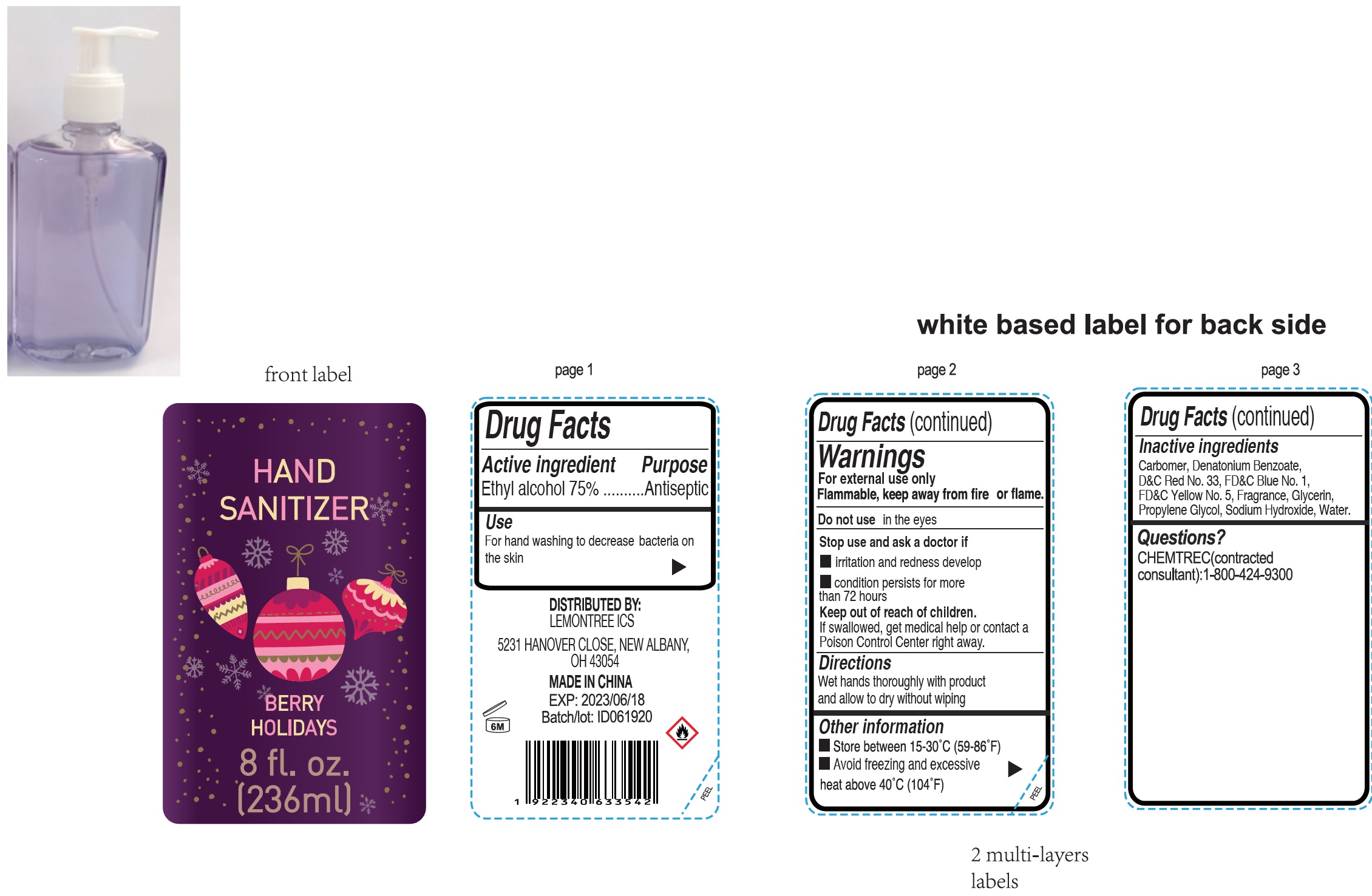 Pill image for hand sanitizer, berry holidays