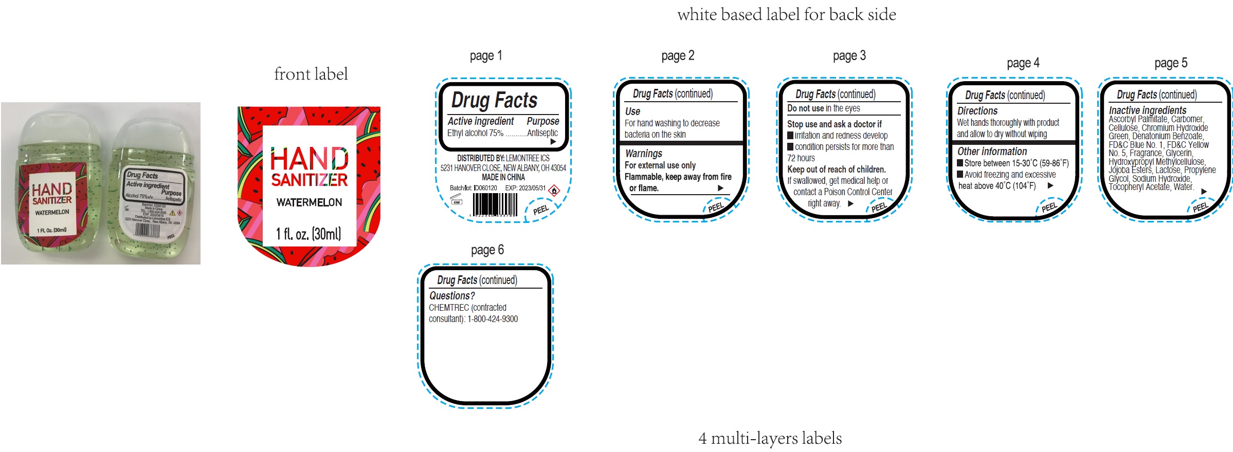 Pill image for hand sanitizer, watermelon