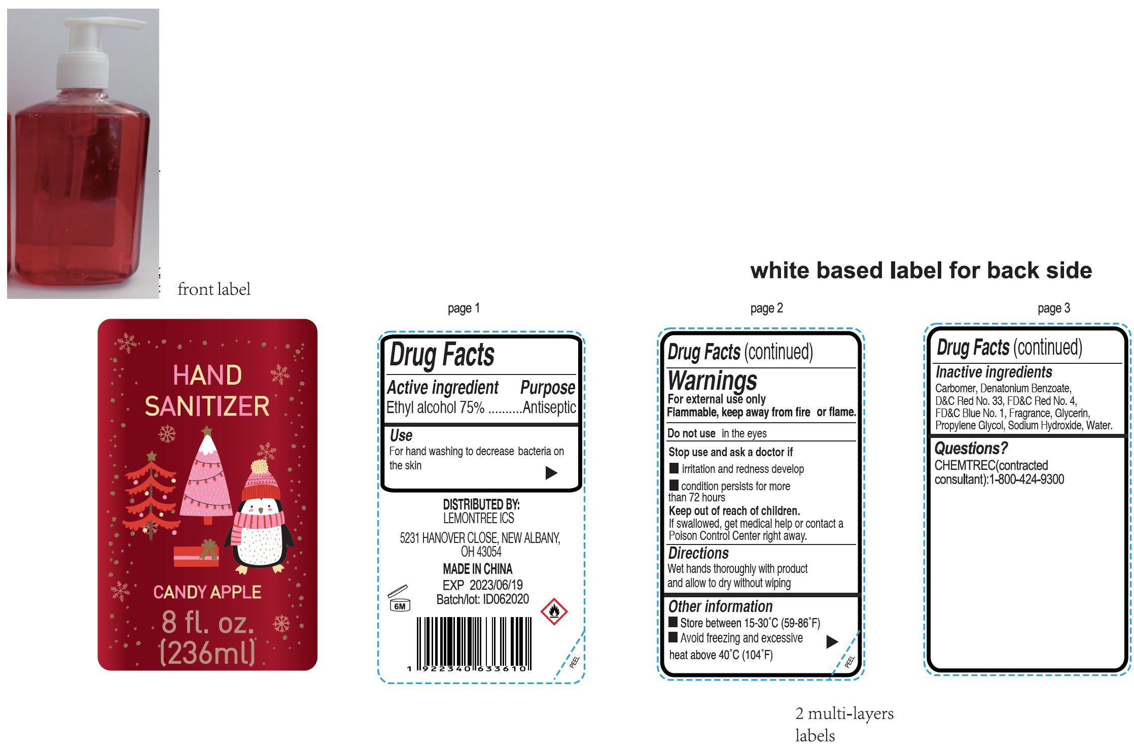 Pill image for hand sanitizer, candy apple