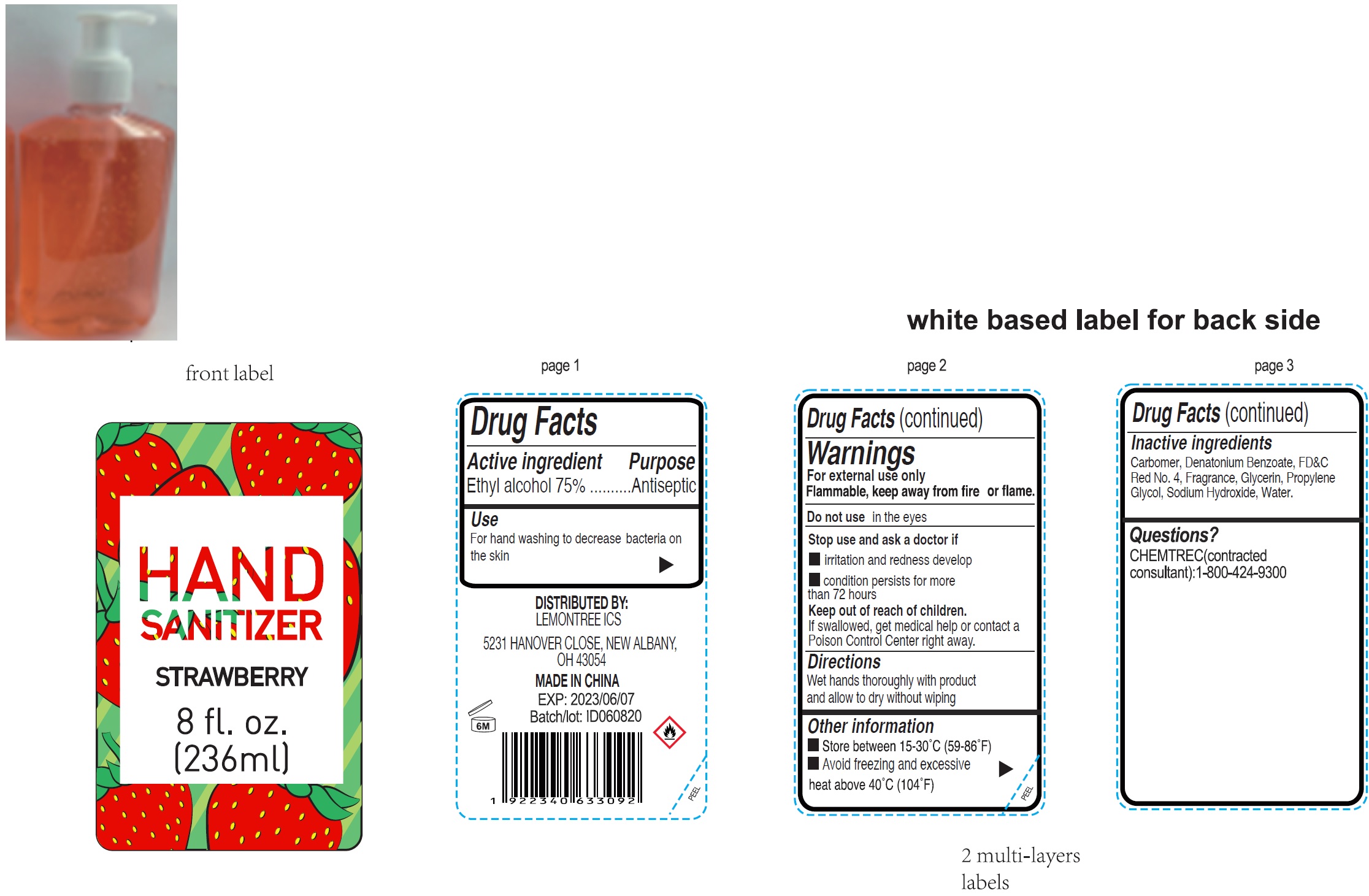 Pill image for hand sanitizer, strawberry