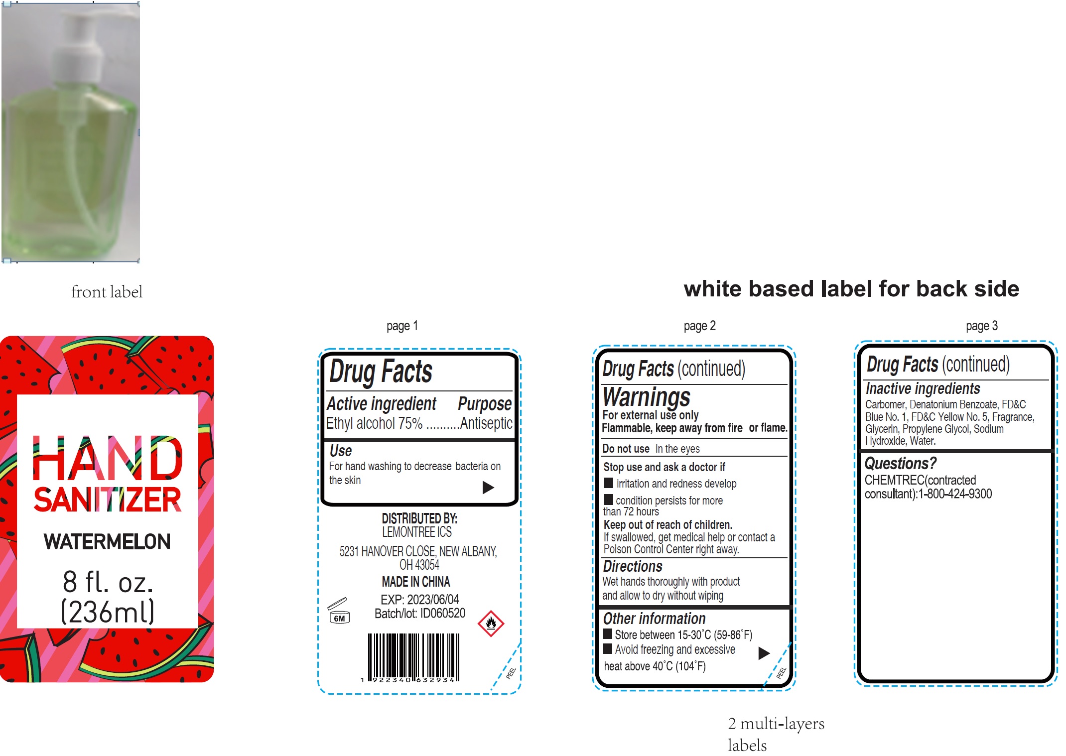 Pill image for hand sanitizer, watermelon