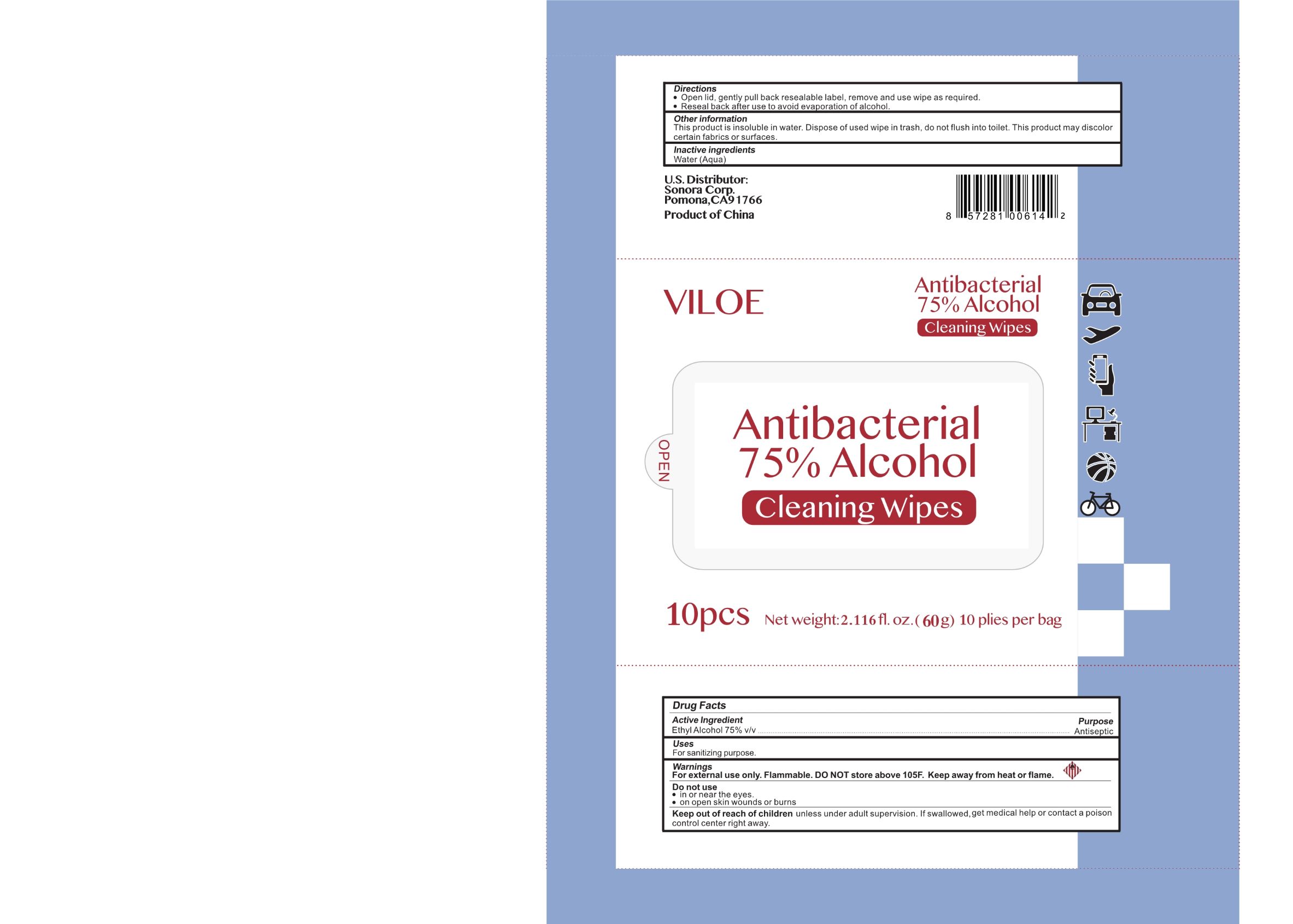 Pill image for Viloe Antibacterial 75% Alcohol Cleaning Wipes