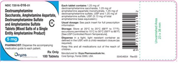Pill image for Dextroamphetamine Saccharate, Amphetamine Aspartate, Dextroamphetamine Sulfate And Amphetamine Sulfate Tablets Cii