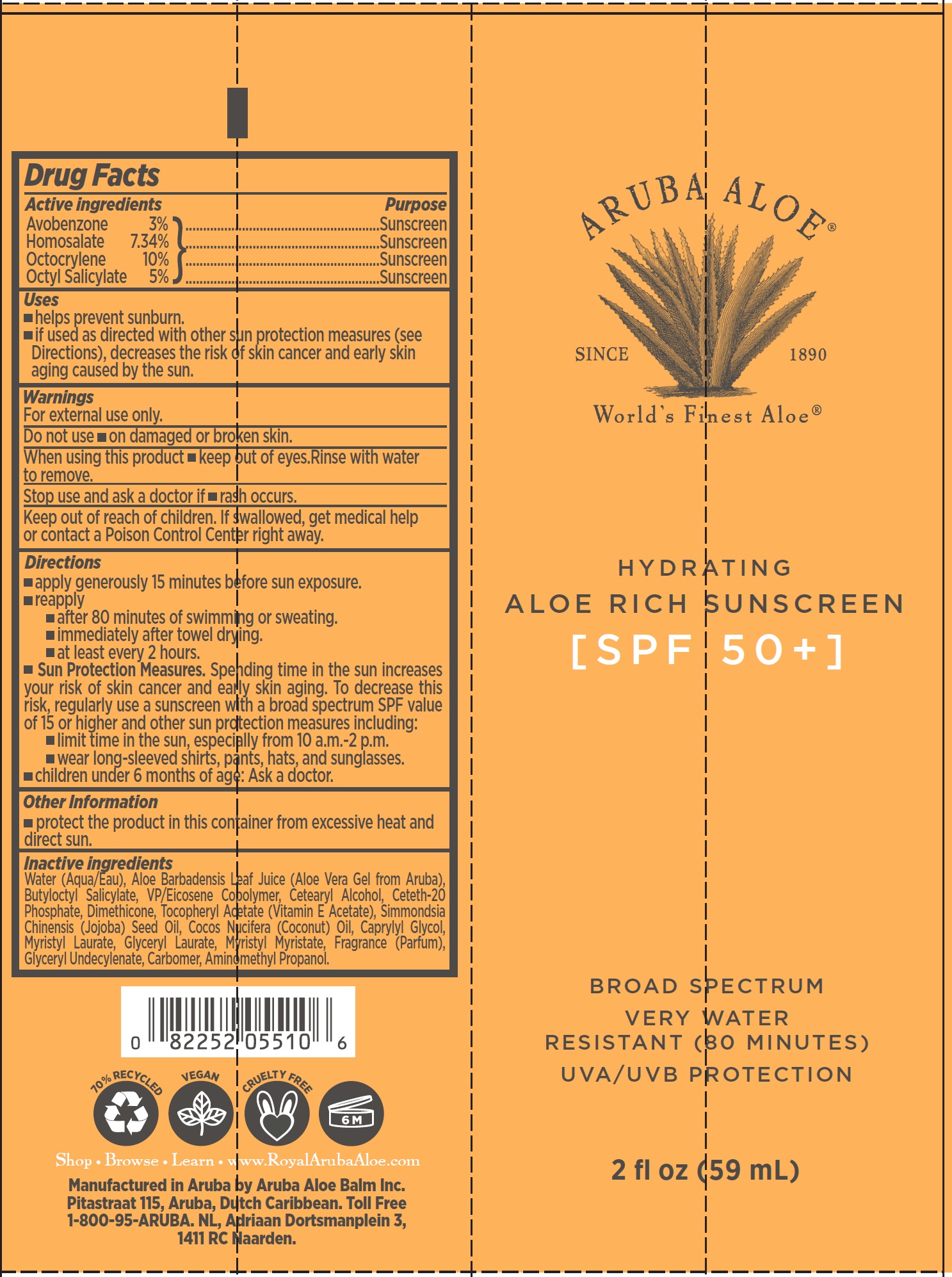 Pill image for Aruba Aloe Hydrating Aloe Rich Sunscreen Spf 50+