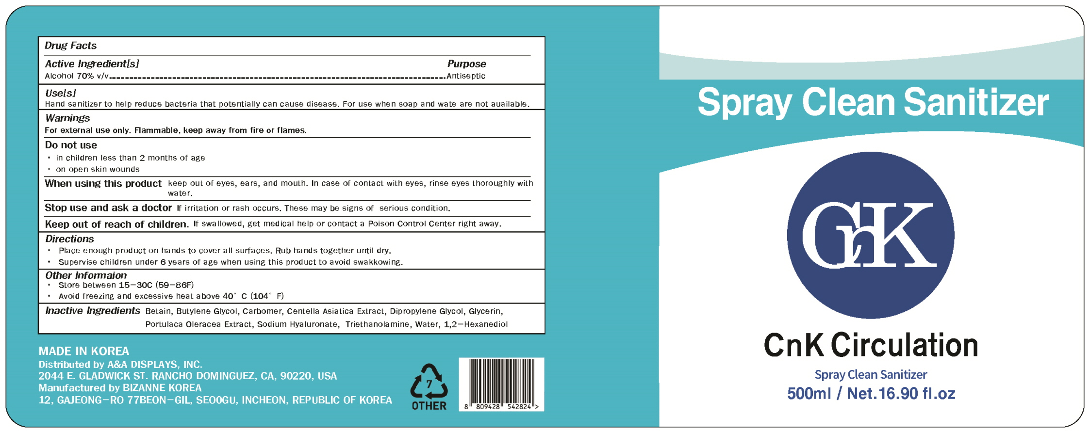 Pill image for Bizanne Korea - Cnk Circulation Spray Clean Sanitizer (500ml)