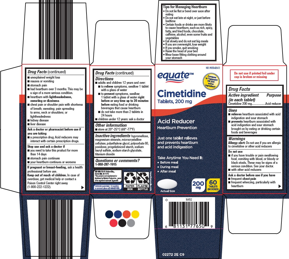 Pill image for Wal-mart Cimetidine Tablets, 200 Mg Drug Facts